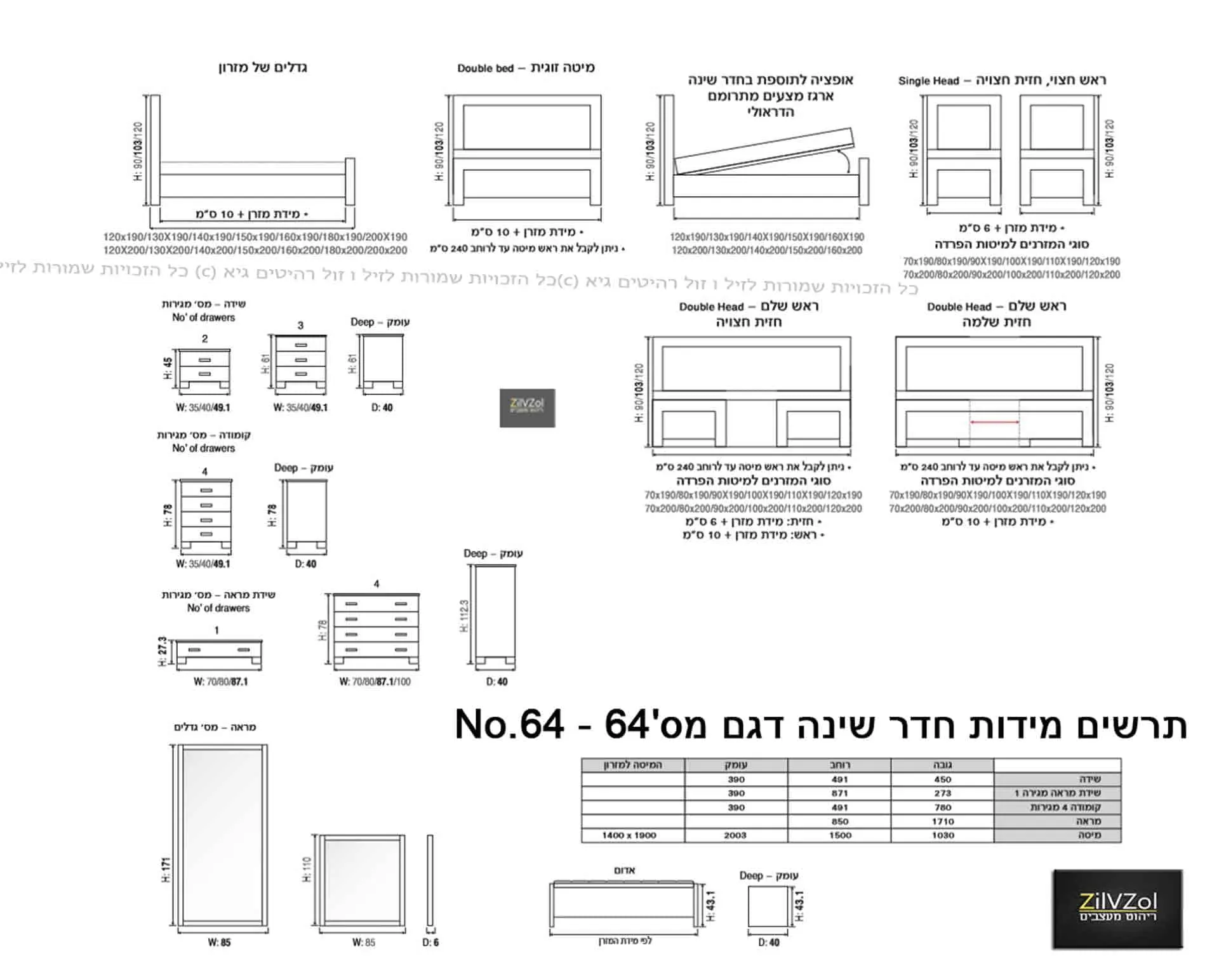חדר שינה מבצע דגם דולי