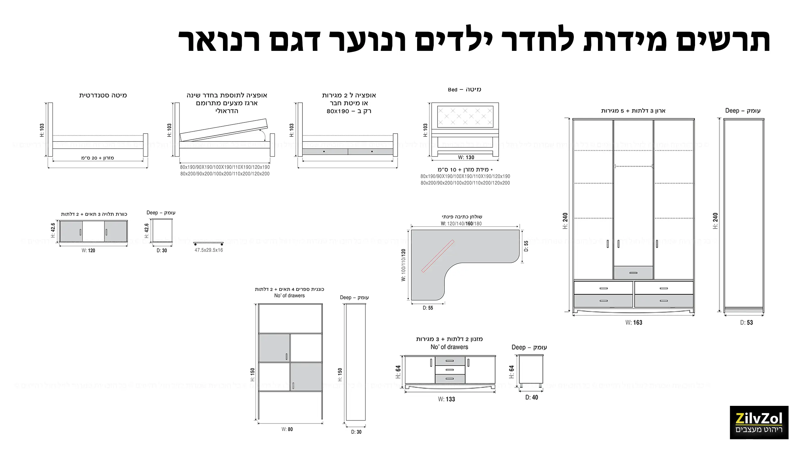 חדר ילדים ונוער דגם רנואר