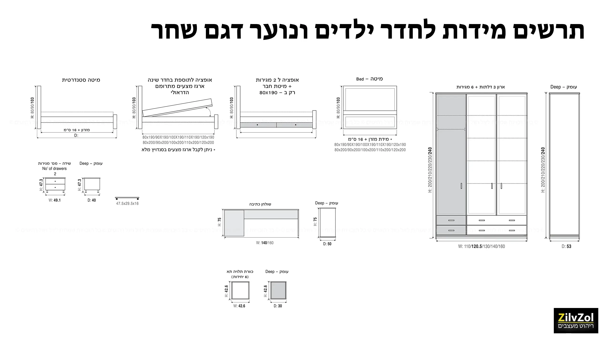 חדר ילדים ונוער דגם שחר