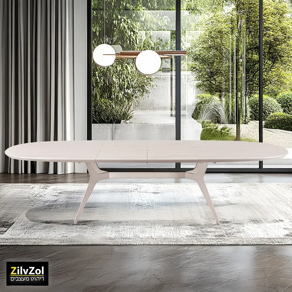 שולחן פינת אוכל אובלי קרמיקה דגם פיניקס טרוונטין מוקה במצב פתוח שולחן פינת אוכל אובלי קרמיקה דגם פיניקס טרוונטין מוקה במצב פתוח