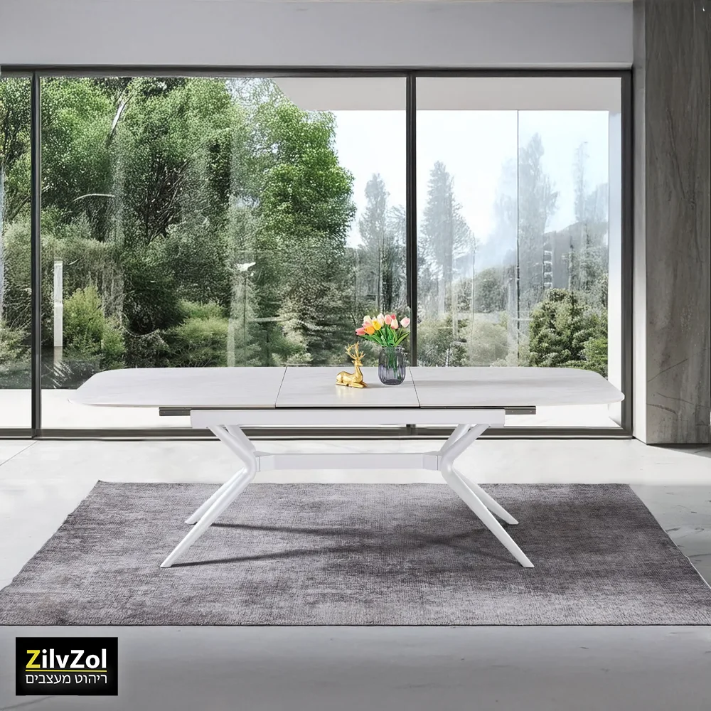 שולחן פינת אוכל קרמיקה דגם ונציה סהרה אופוויט במצב פתוח