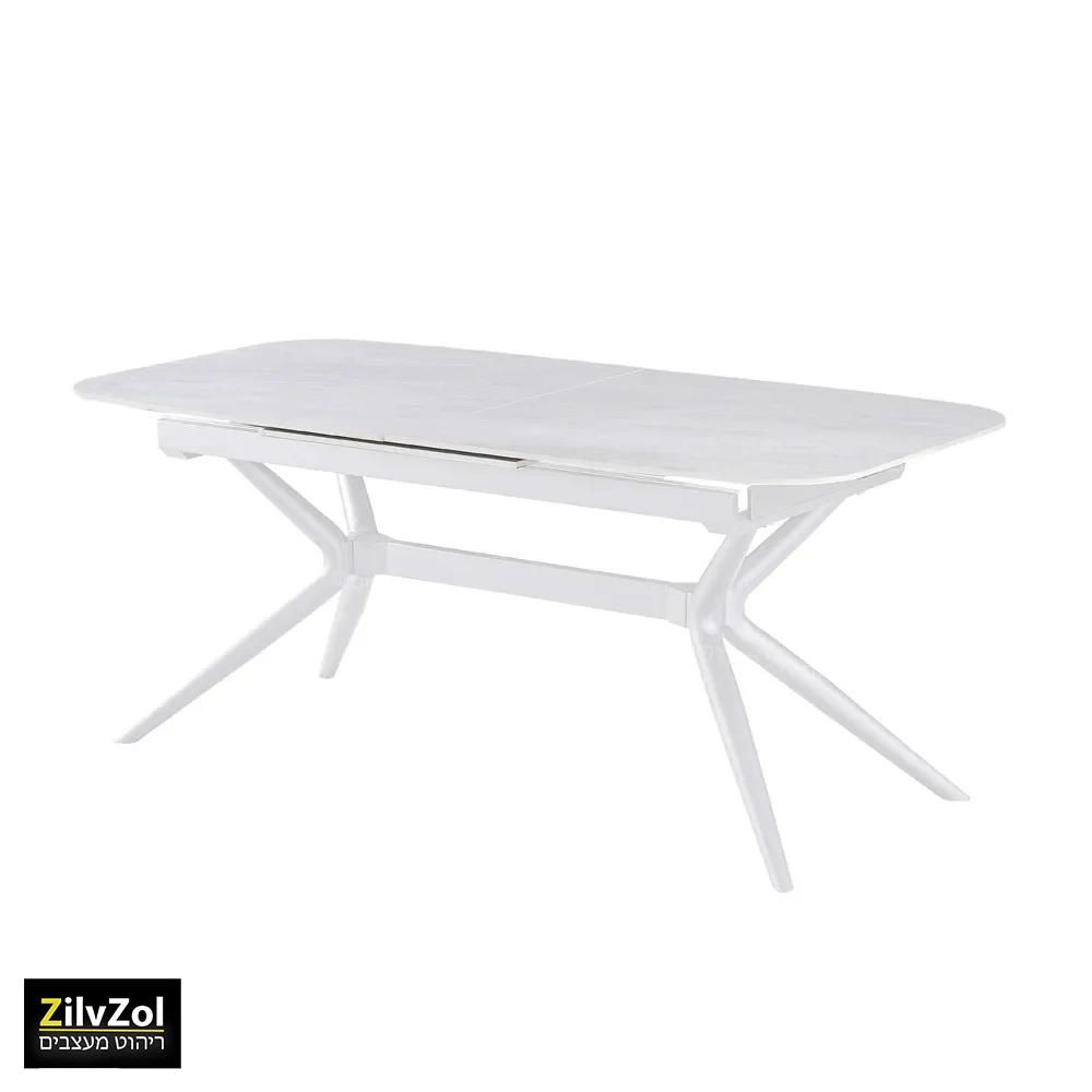 שולחן פינת אוכל קרמיקה דגם ונציה סהרה אופוויט עם רקע לבן