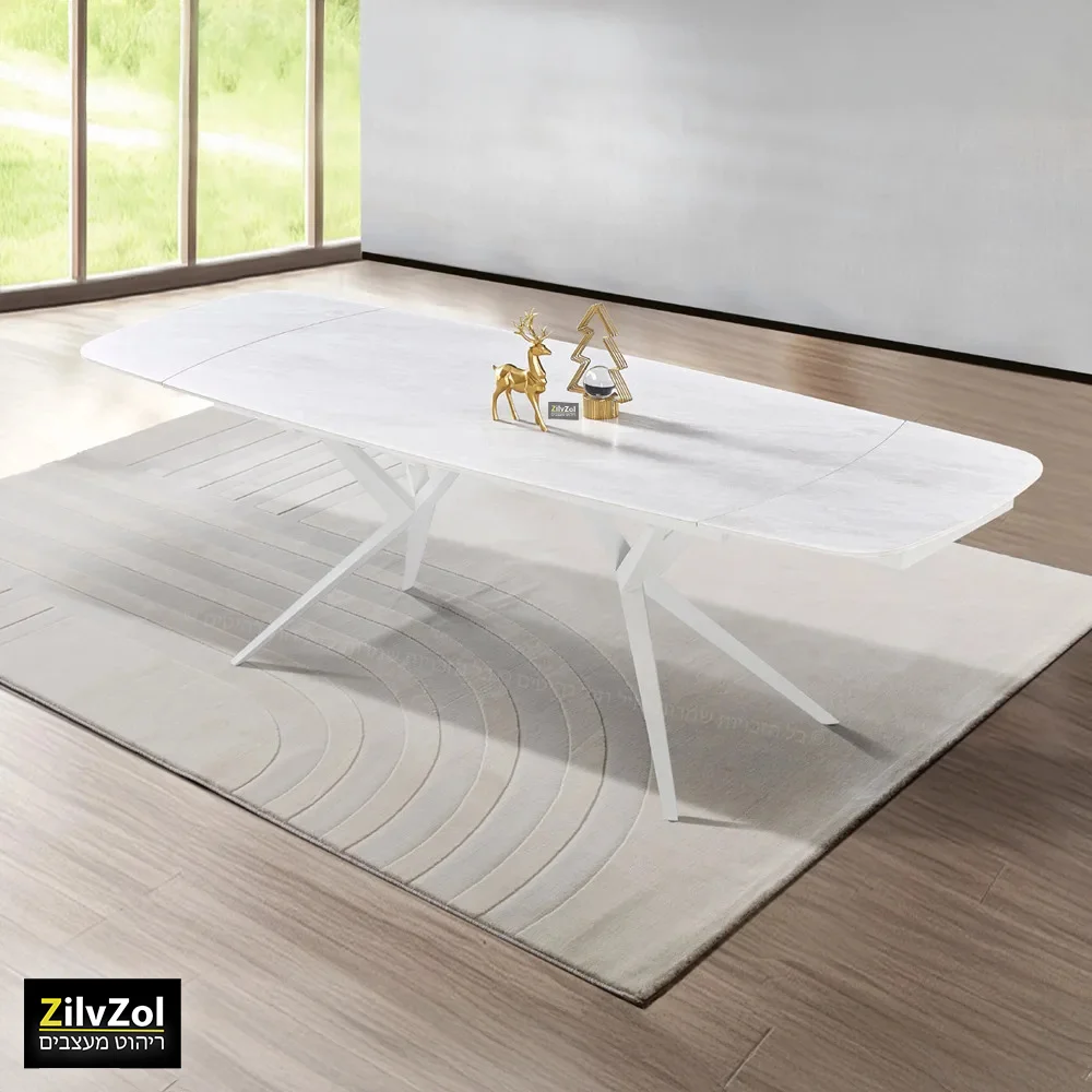 שולחן פינת אוכל קרמיקה דגם פריזמה אופוויט סהרה במצב פתוח